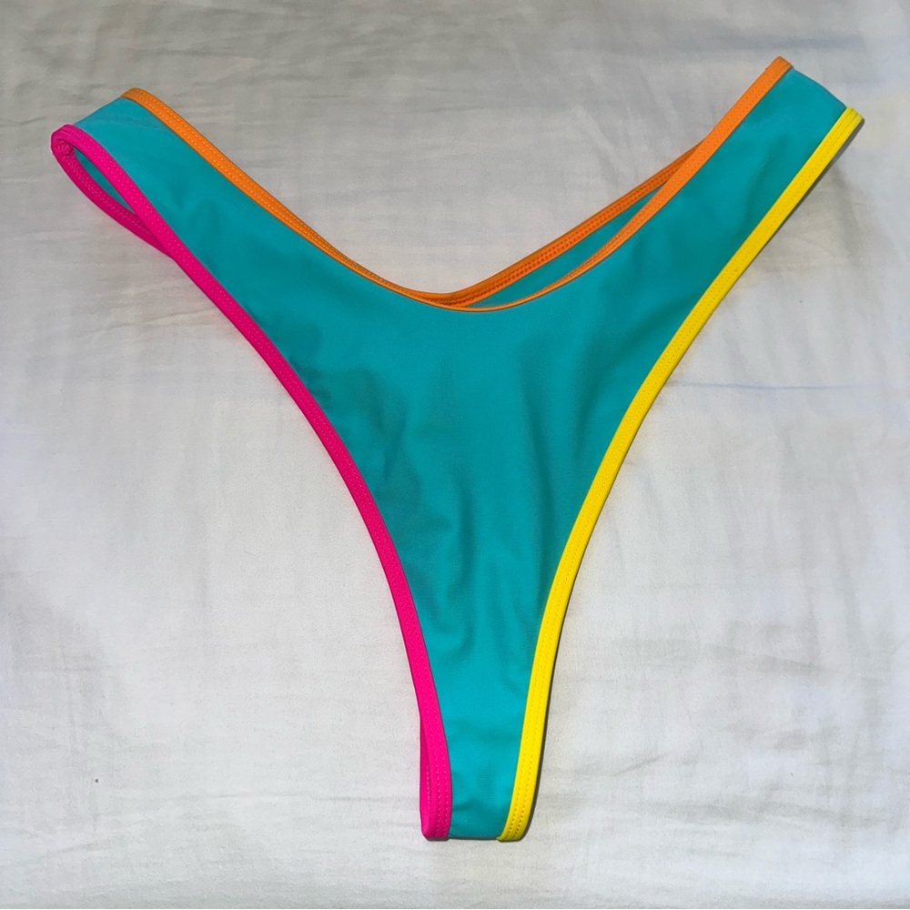 Kulani Kini High Leg Thong Bikini Bottom Confetti